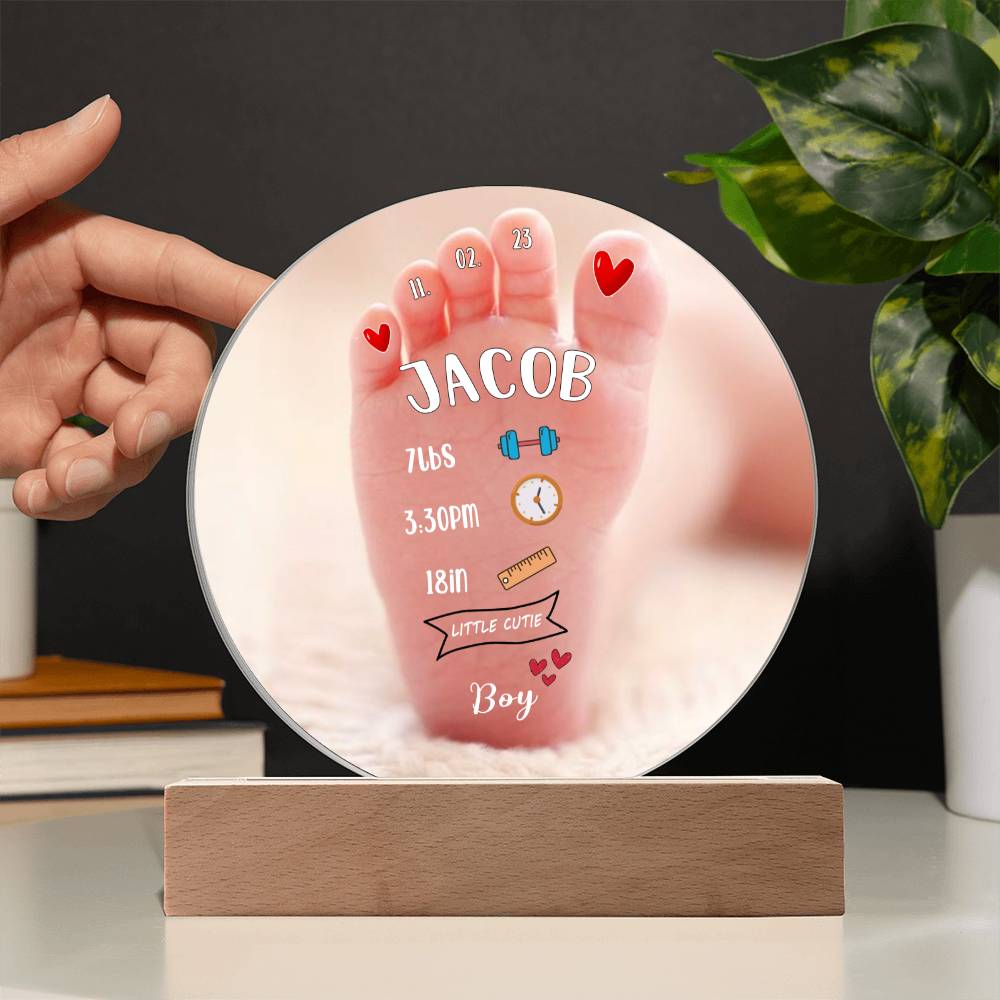 Personalized Baby Boy Birth Stats Acrylic Plaque