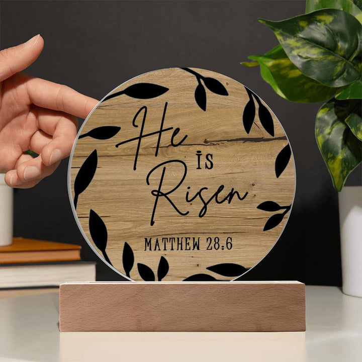 He Is Risen Wooden Scripture Table Decor