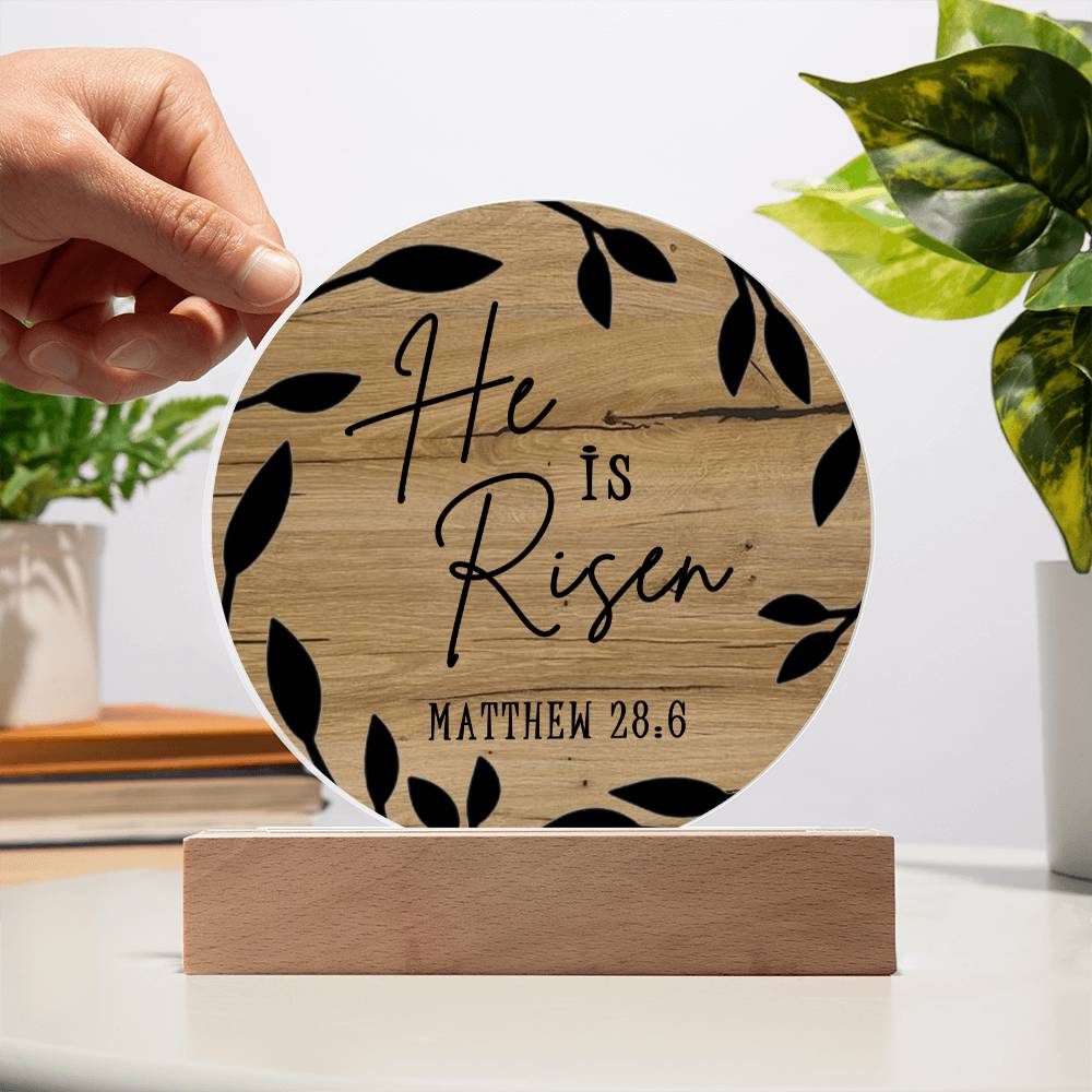 He Is Risen Wooden Scripture Table Decor