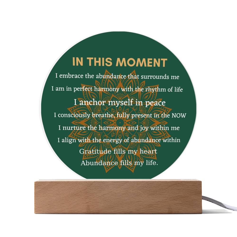 In This Moment Mindfulness Affirmation Plaque