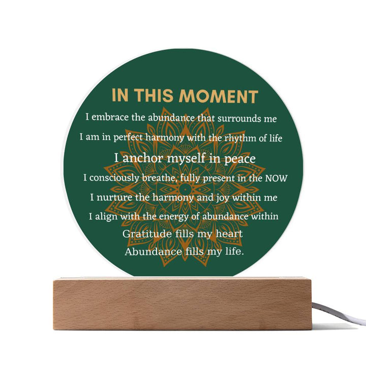 In This Moment Mindfulness Affirmation Plaque