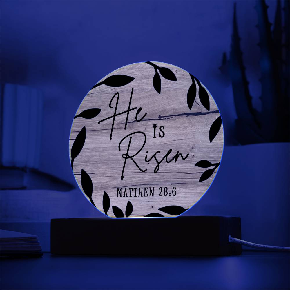 He Is Risen Wooden Scripture Table Decor