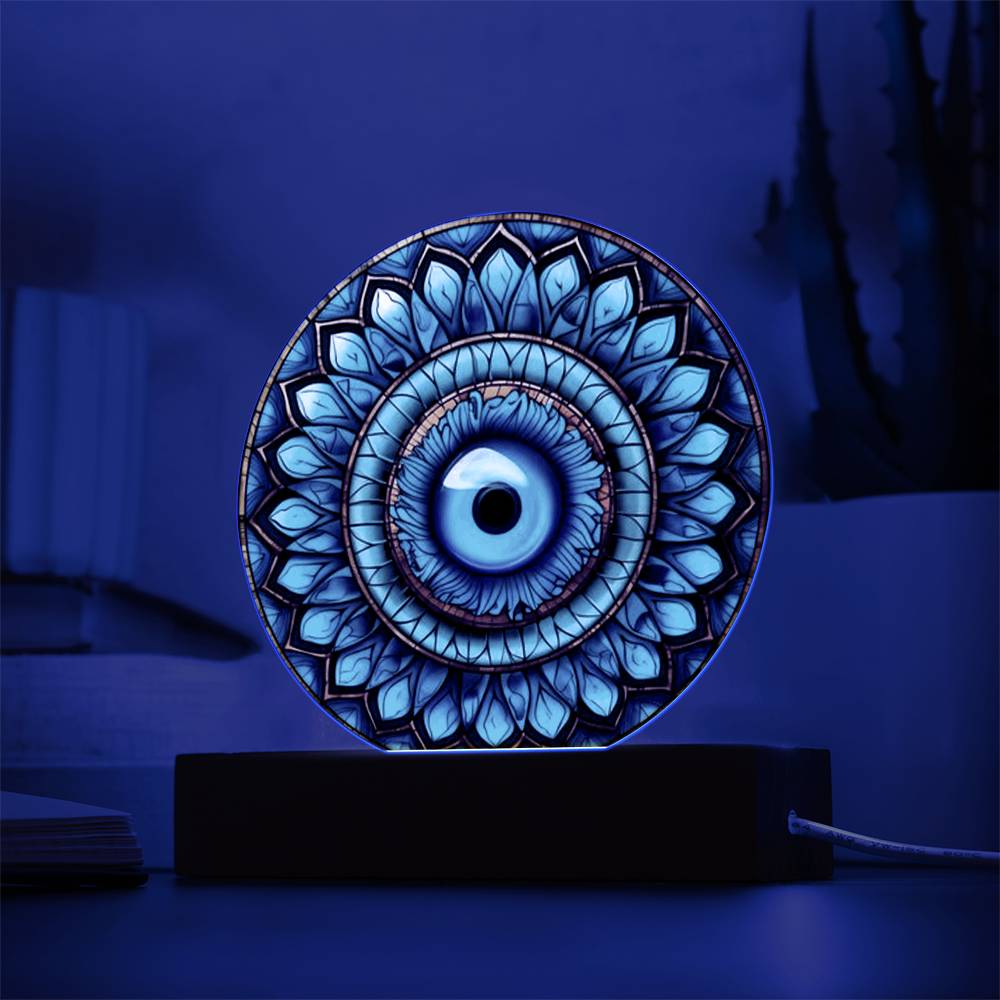 Evil Eye Stained Glass Acrylic plaque LED Night Light