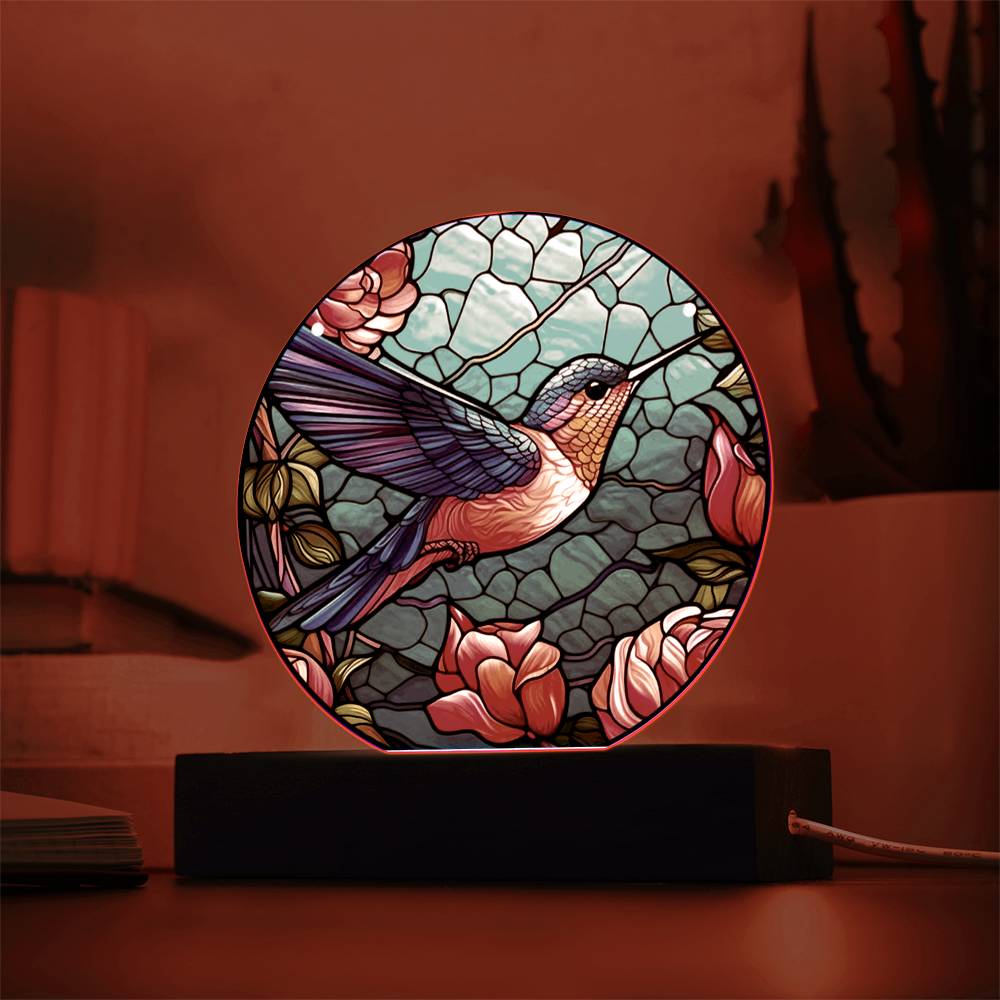 Hummingbird Stained Glass Design Acrylic Plaque