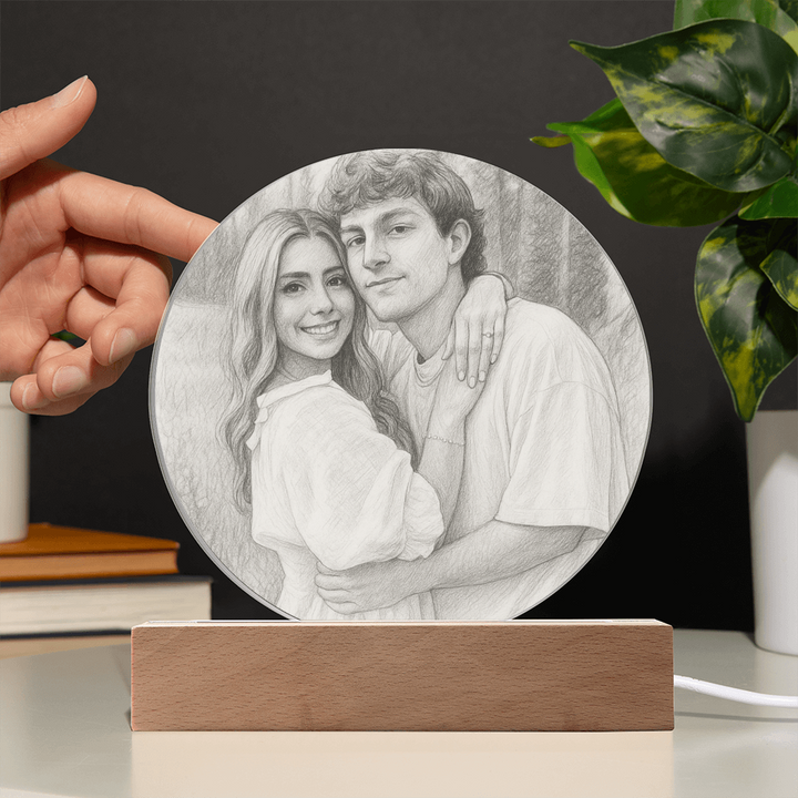 Custom Couple Sketch Photo Acrylic Plaque