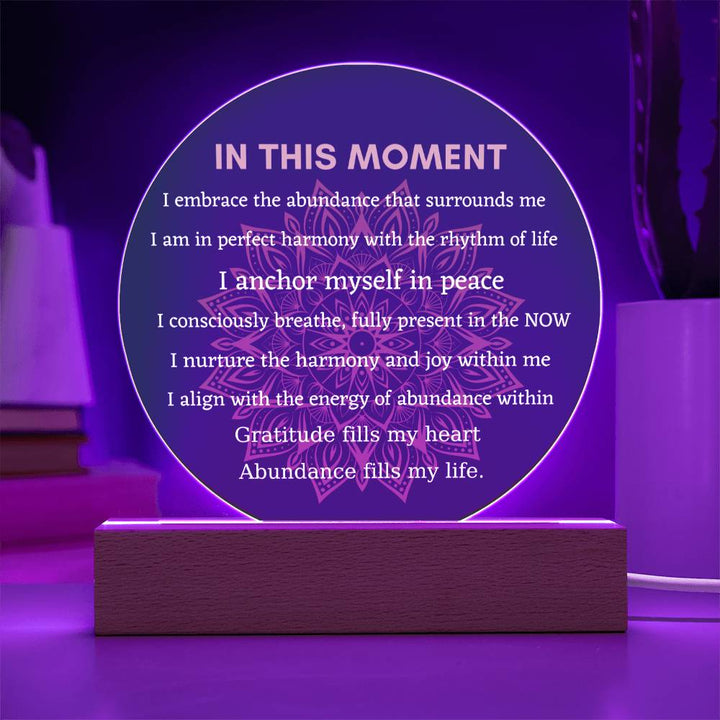 In This Moment Mindfulness Affirmation Plaque