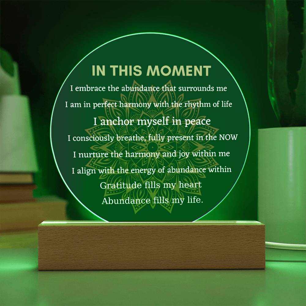 In This Moment Mindfulness Affirmation Plaque