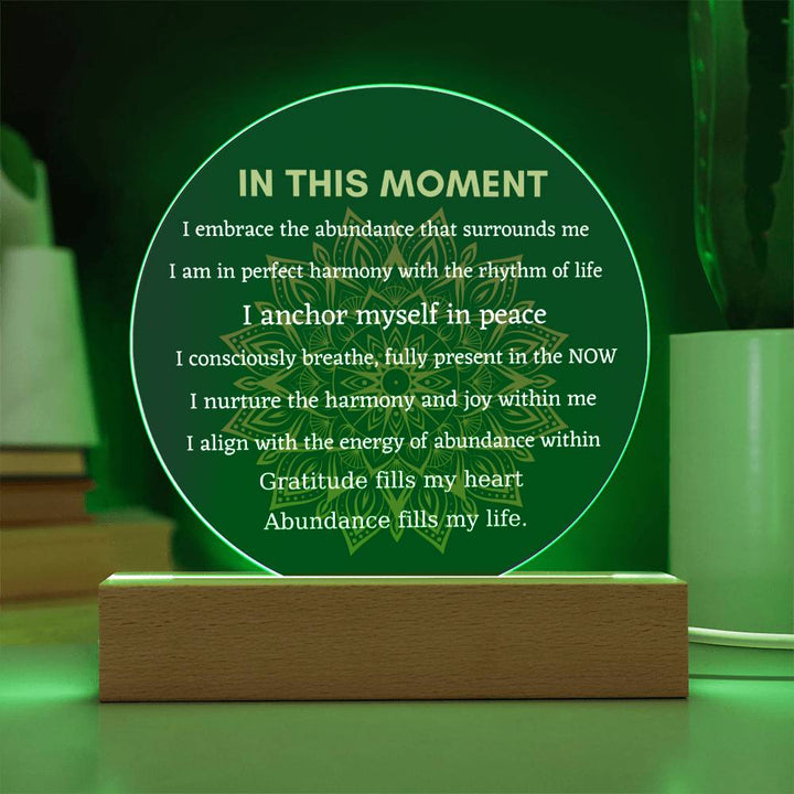 In This Moment Mindfulness Affirmation Plaque