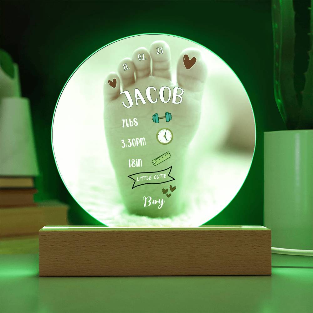 Personalized Baby Boy Birth Stats Acrylic Plaque
