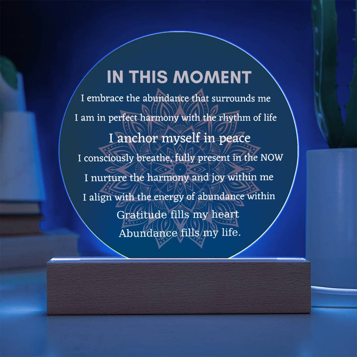 In This Moment Mindfulness Affirmation Plaque