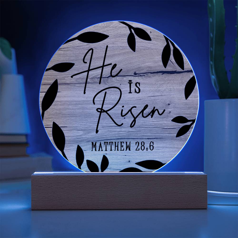He Is Risen Wooden Scripture Table Decor