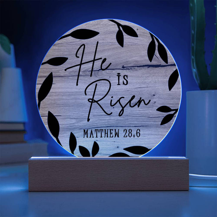 He Is Risen Wooden Scripture Table Decor