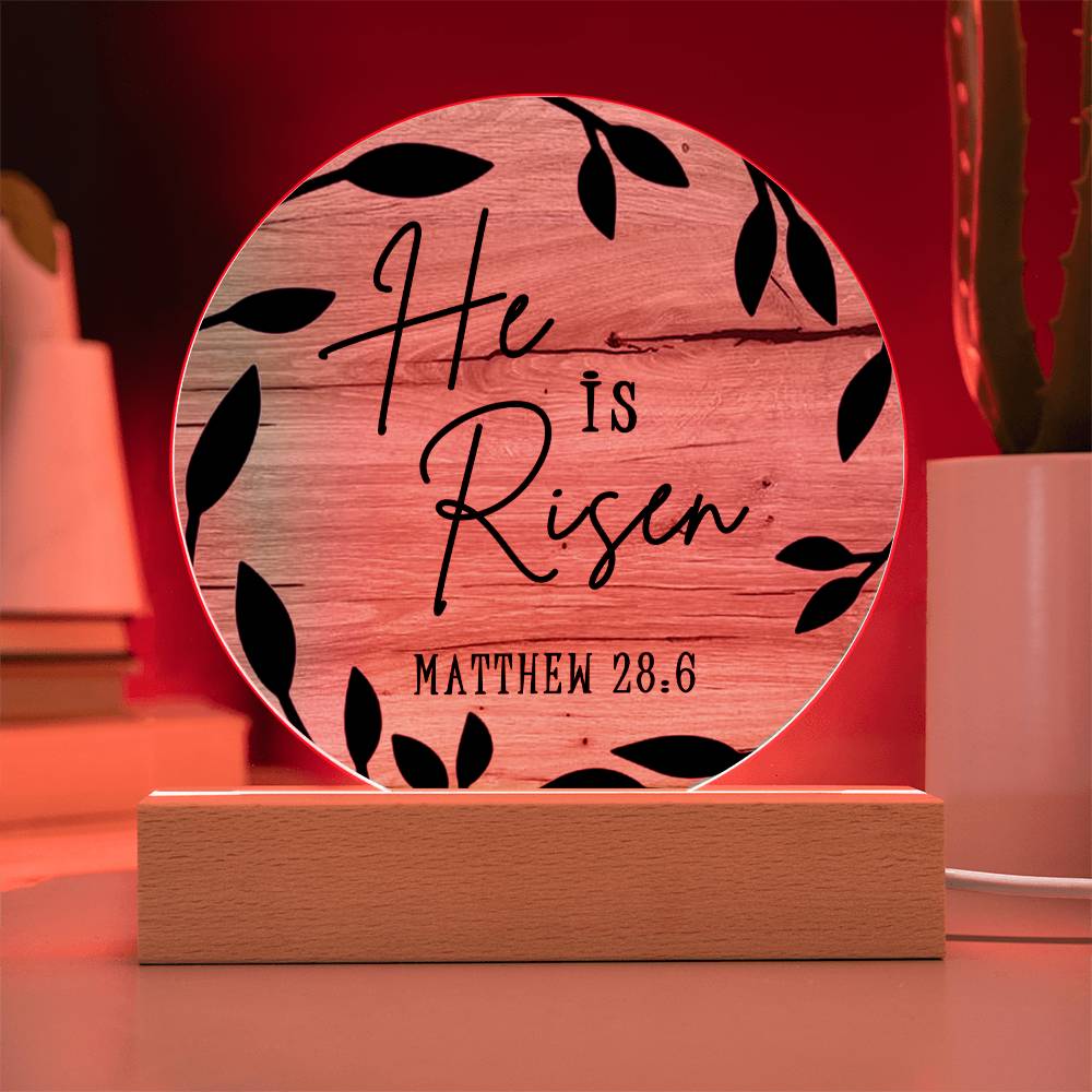 He Is Risen Wooden Scripture Table Decor