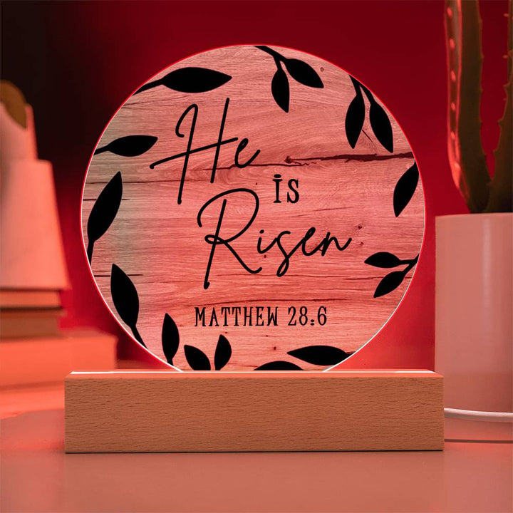 He Is Risen Wooden Scripture Table Decor