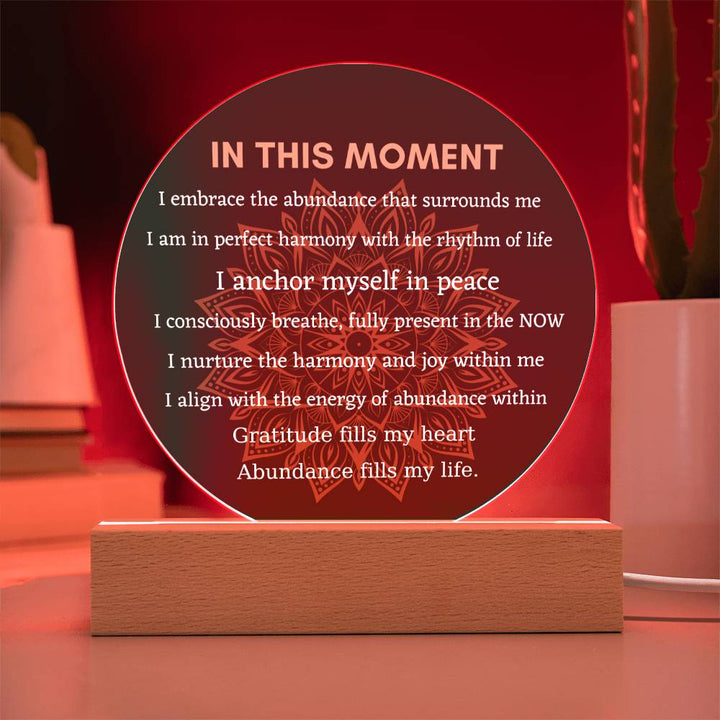 In This Moment Mindfulness Affirmation Plaque