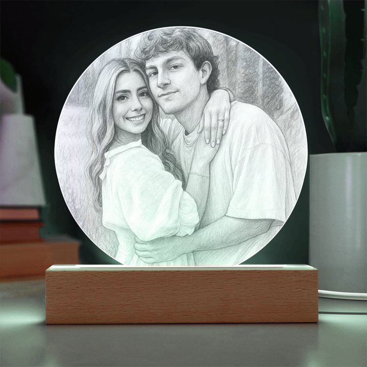 Custom Couple Sketch Photo Acrylic Plaque