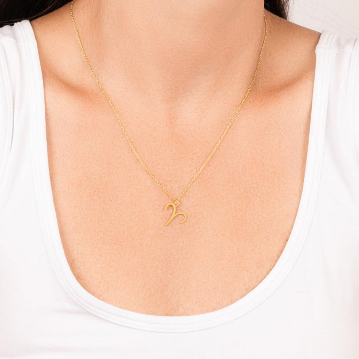 Gold Aries Zodiac Necklace with Message Card