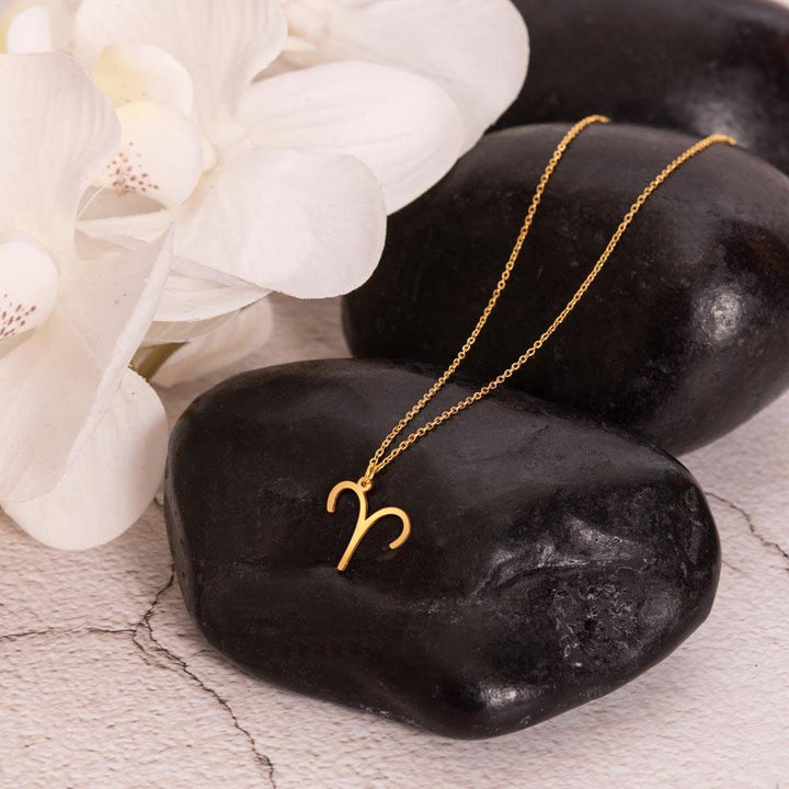 Gold Aries Zodiac Necklace with Message Card