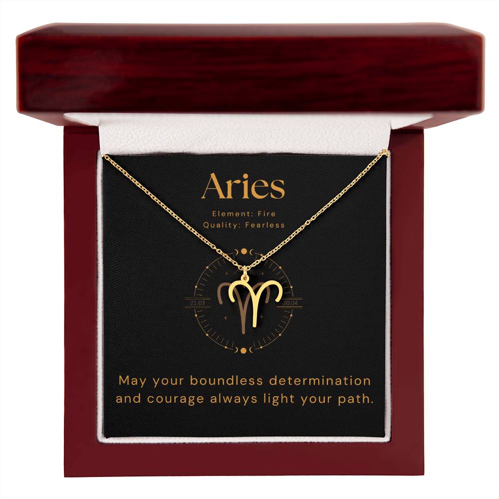 Gold Aries Zodiac Necklace with Message Card