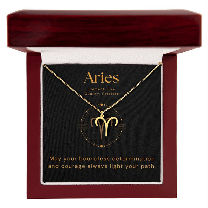 Gold Aries Zodiac Necklace with Message Card