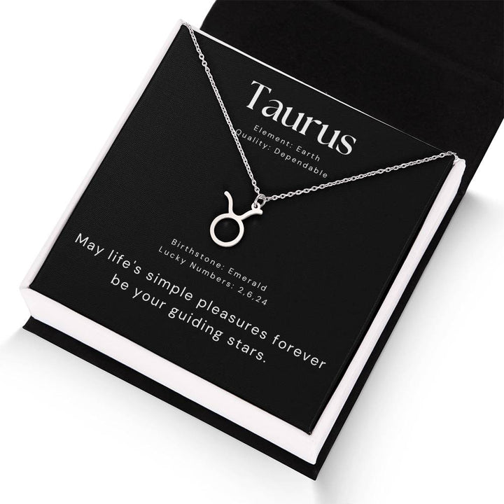 Taurus Zodiac Symbol Silver Necklace for Women