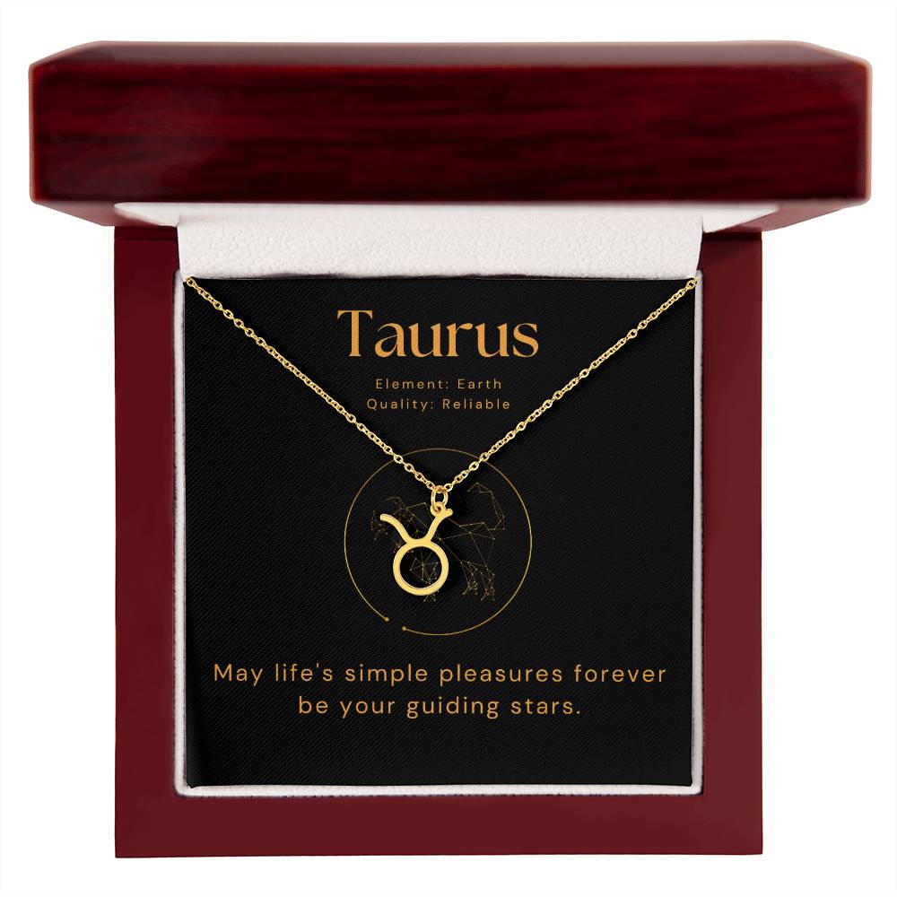 Gold Taurus Zodiac Necklace with Message Card