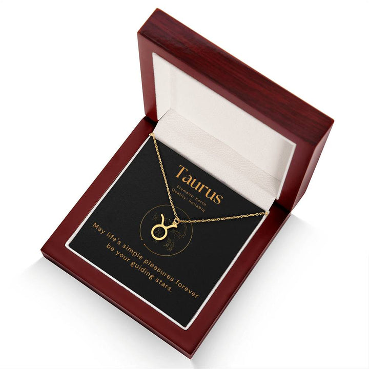 Gold Taurus Zodiac Necklace with Message Card