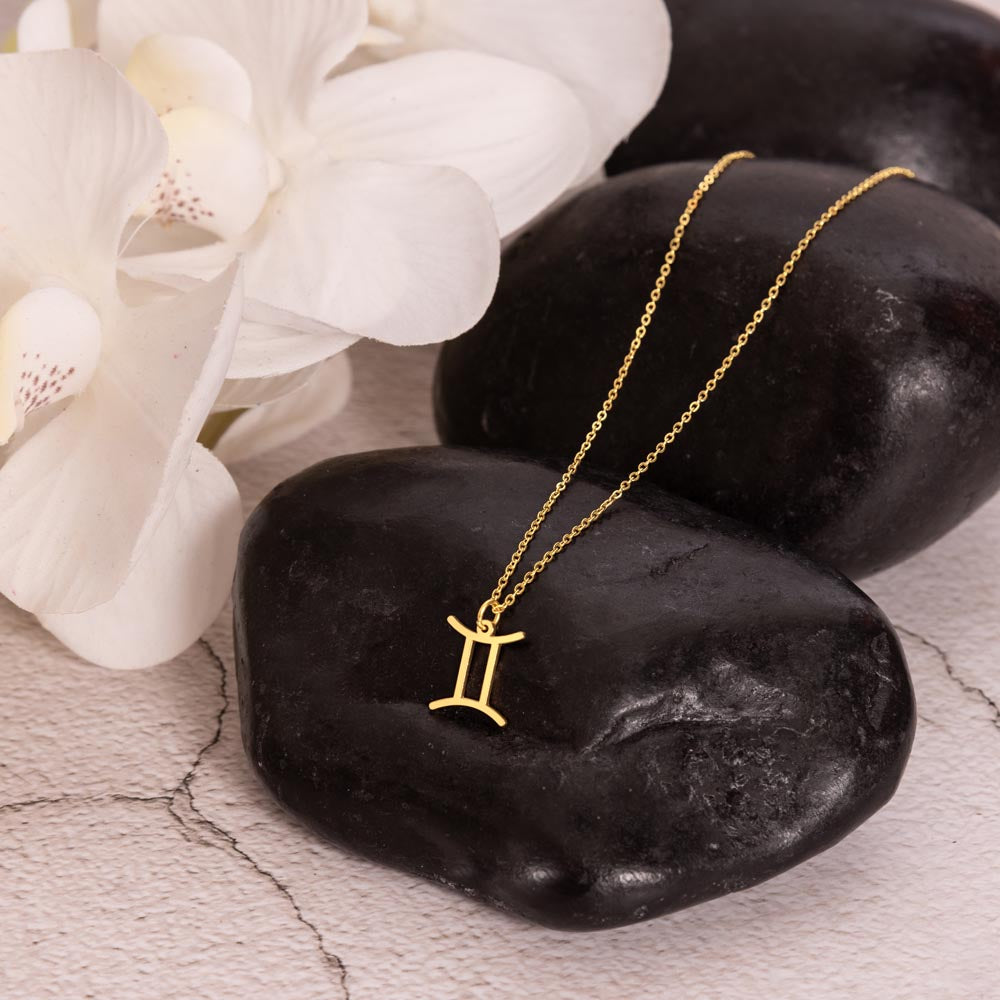 Gold Gemini Zodiac Necklace with Meaning Card