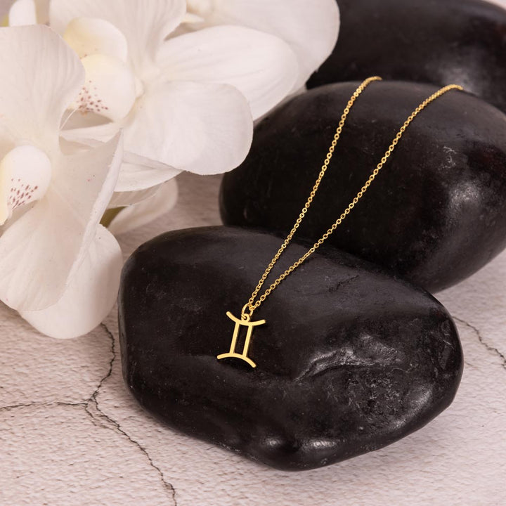 Gold Gemini Zodiac Necklace with Meaning Card