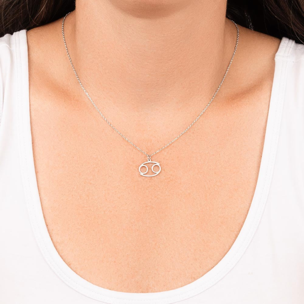 Silver Cancer Zodiac Necklace with Message Card