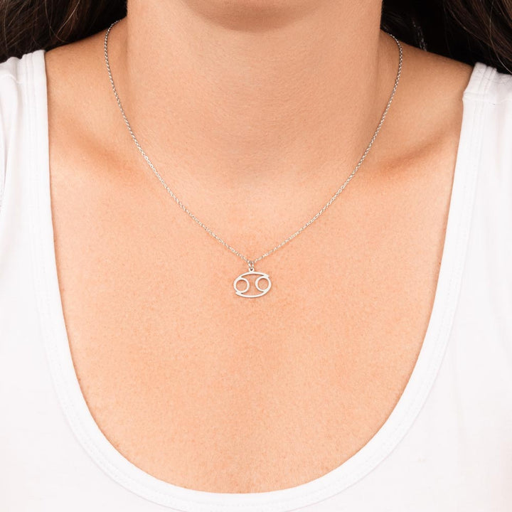 Silver Cancer Zodiac Necklace with Message Card