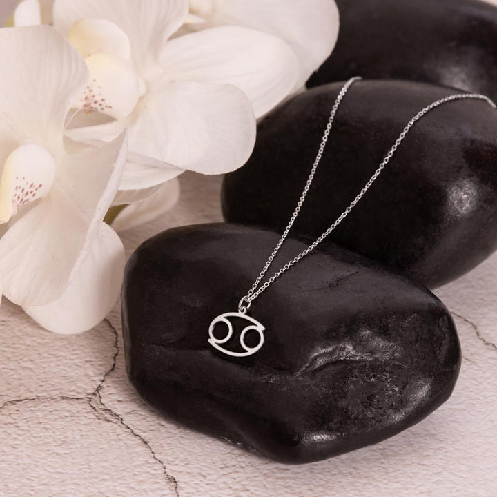 Silver Cancer Zodiac Necklace with Message Card
