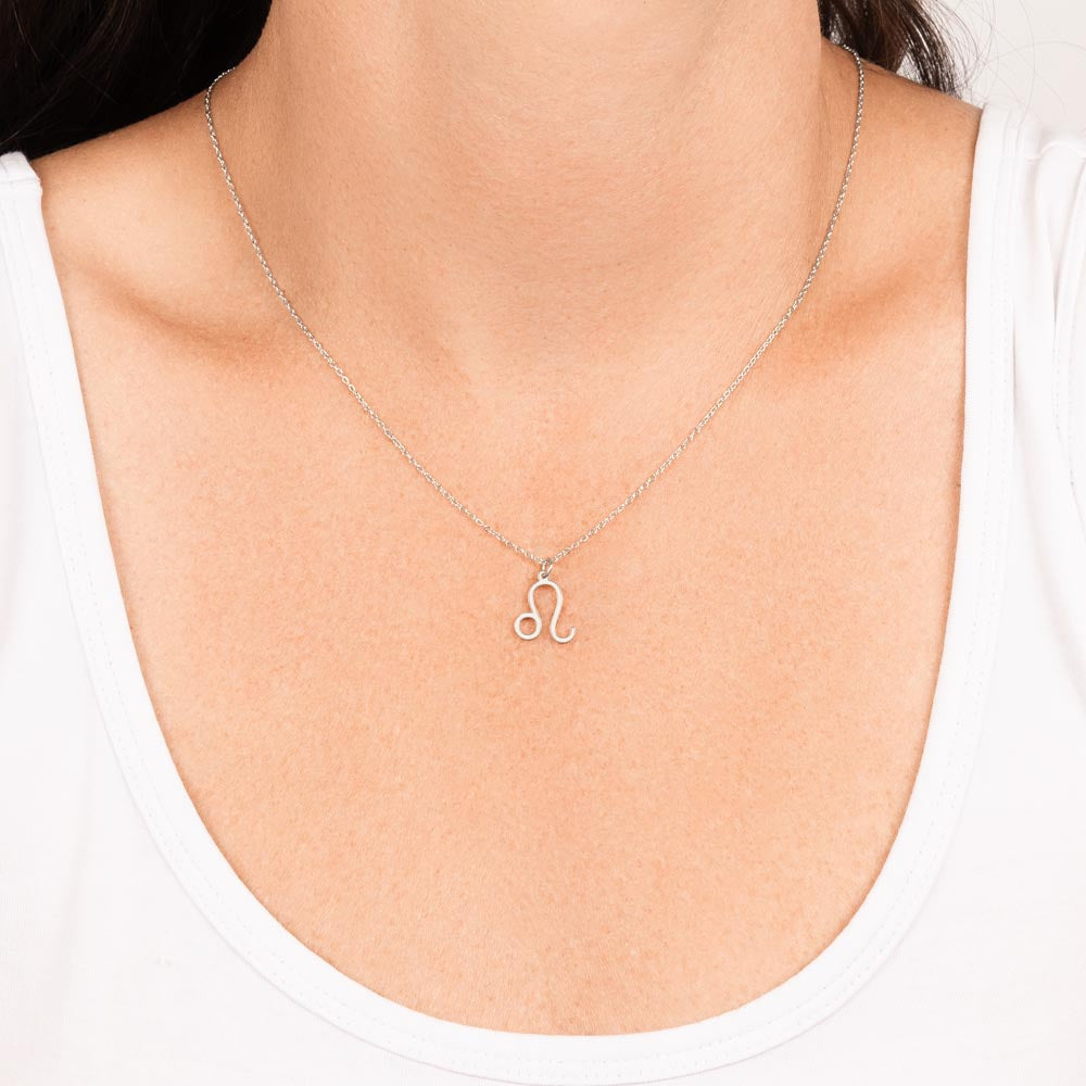 Silver Leo Zodiac Necklace with Message Card