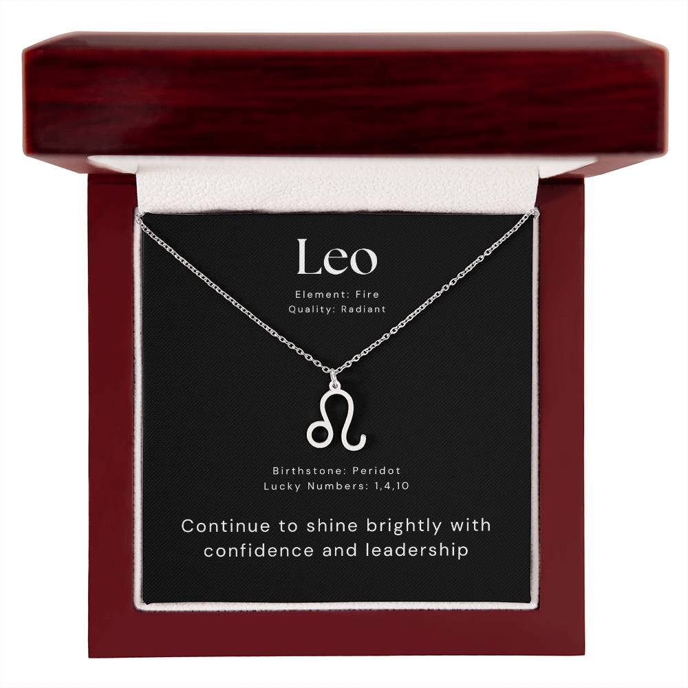 Silver Leo Zodiac Necklace with Message Card