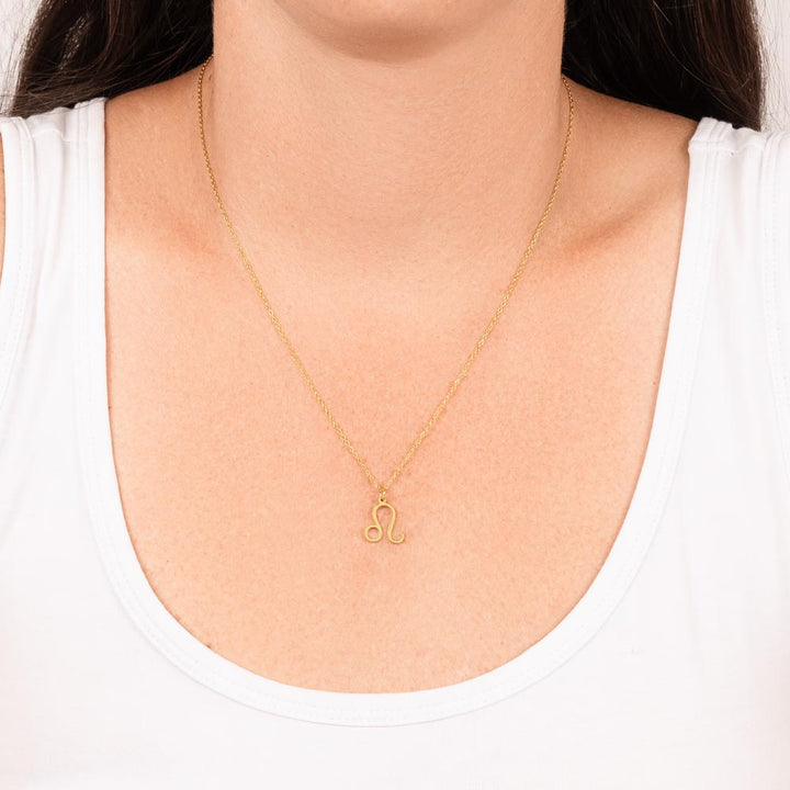 Gold Leo Zodiac Necklace with Inspirational Card