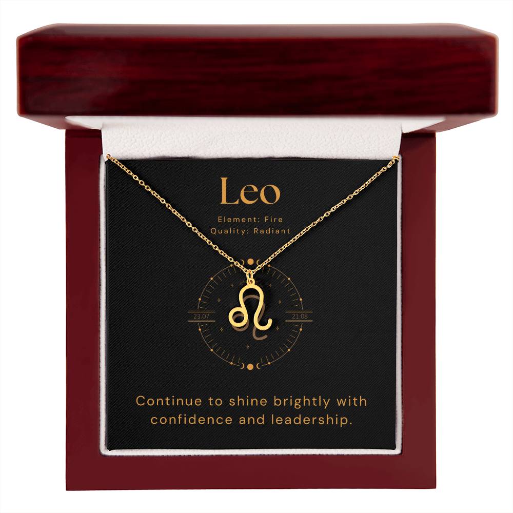 Gold Leo Zodiac Necklace with Inspirational Card