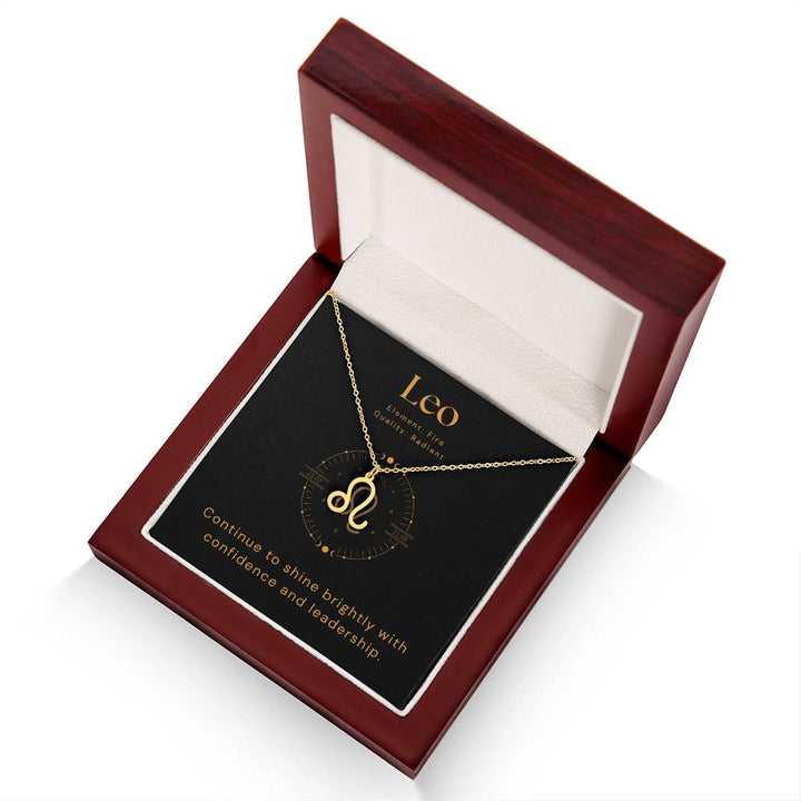 Gold Leo Zodiac Necklace with Inspirational Card