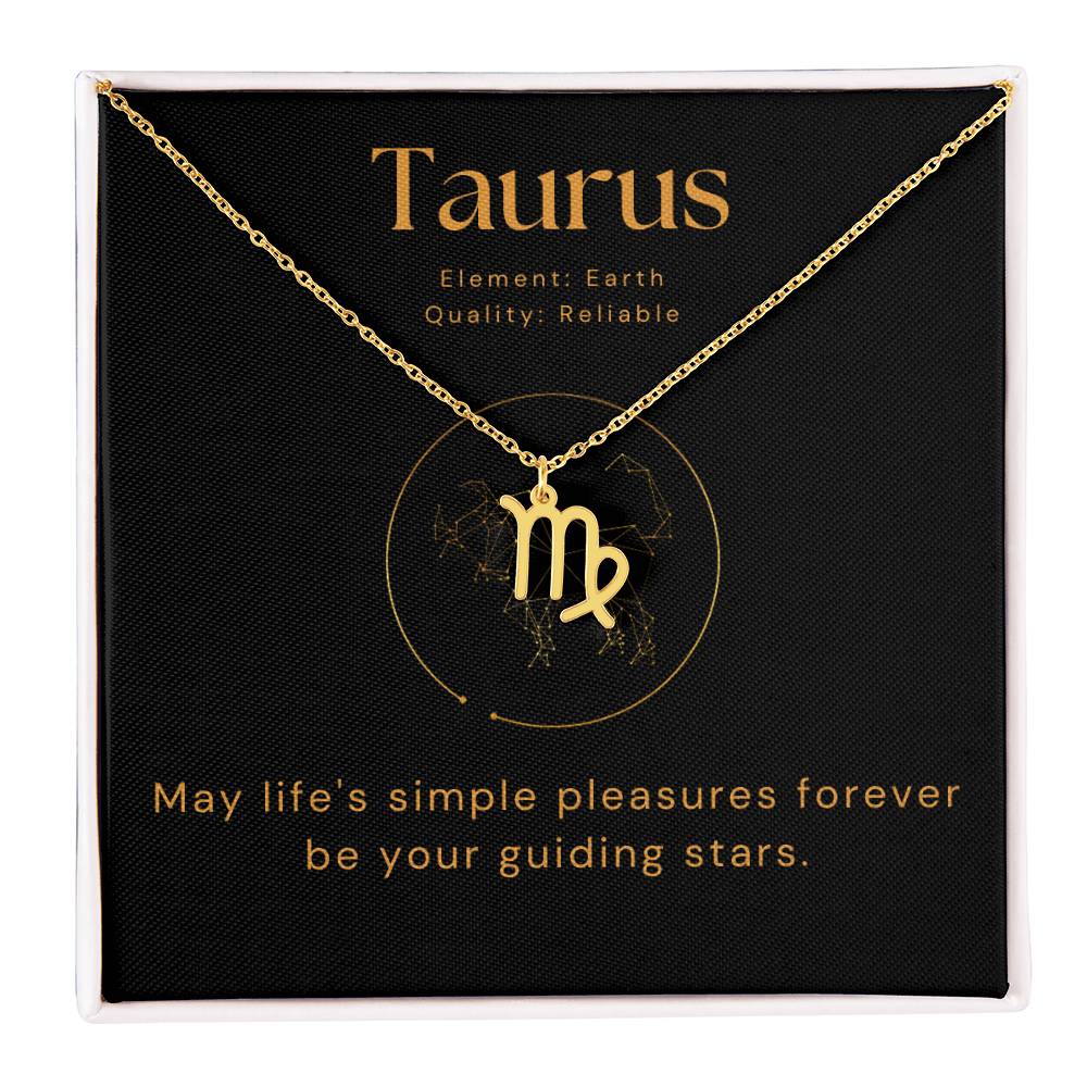 Gold Taurus Zodiac Necklace with Message Card