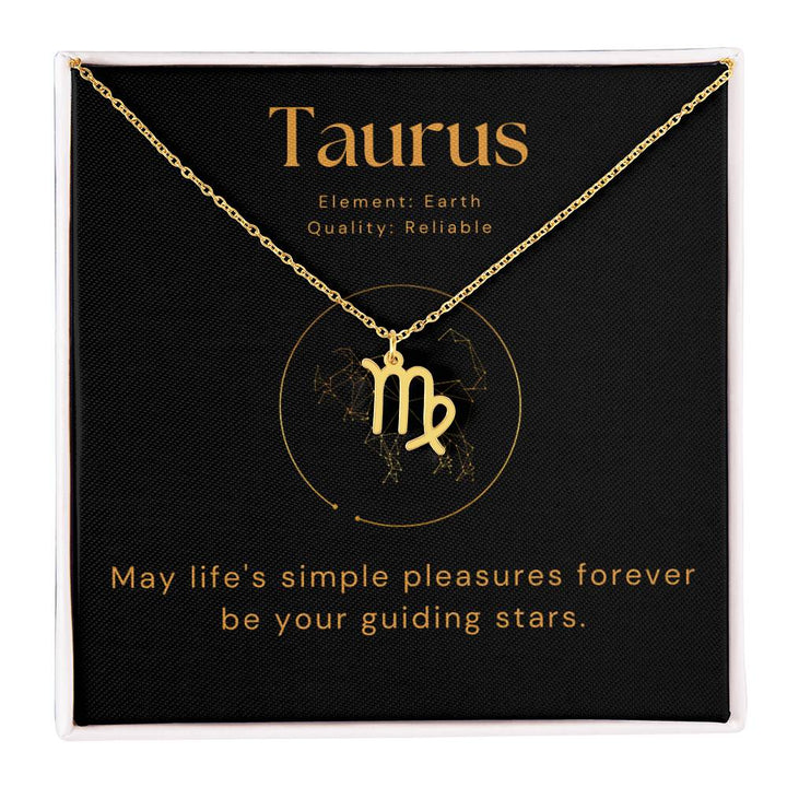 Gold Taurus Zodiac Necklace with Message Card