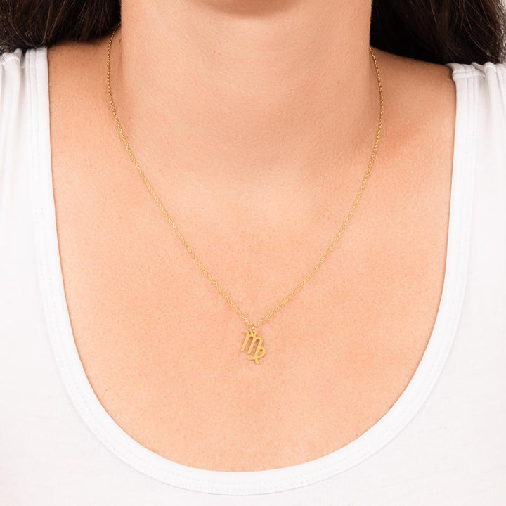 Gold Virgo Zodiac Necklace with Inspirational Card