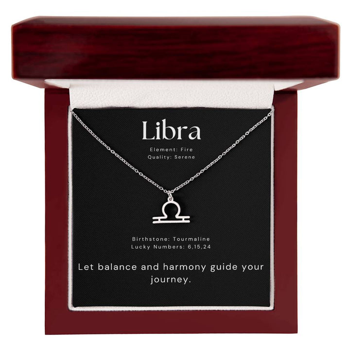 Silver Libra Zodiac Necklace with Tourmaline Accent