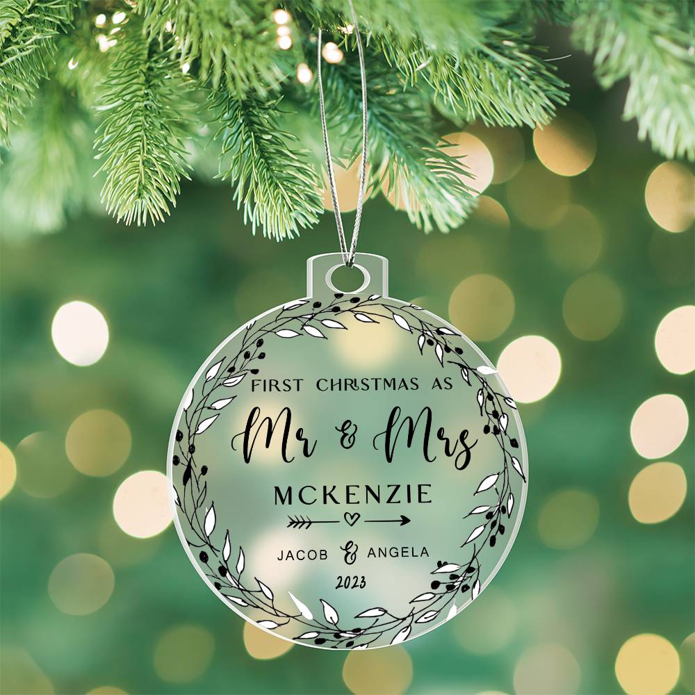 Personalised First Christmas as Mr & Mrs, First Christmas Married, 1st Christmas Married Bauble, Mr and Mrs Keepsake Gift Decoration