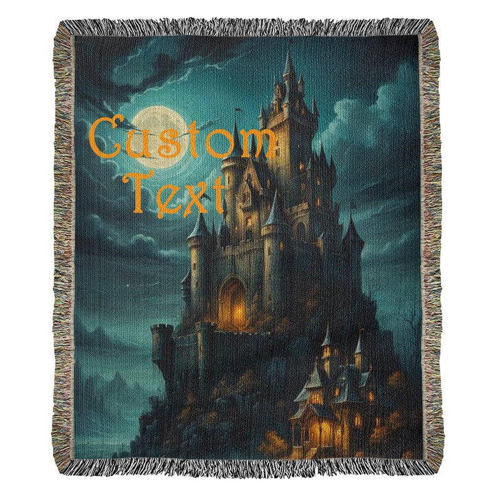Custom Castle Woven Blanket with Text