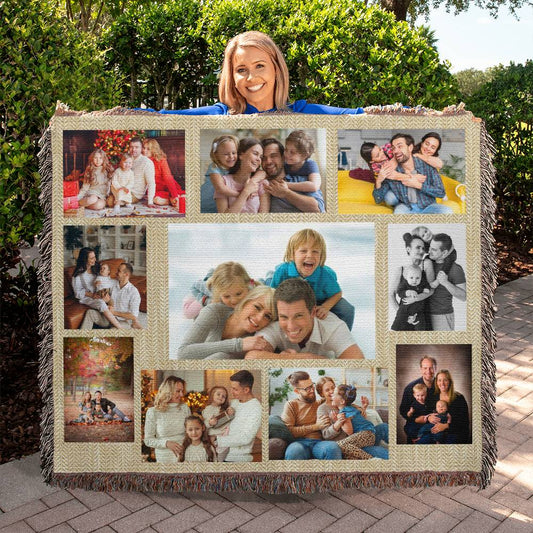 Customizable  Photo Collage Woven Blanket