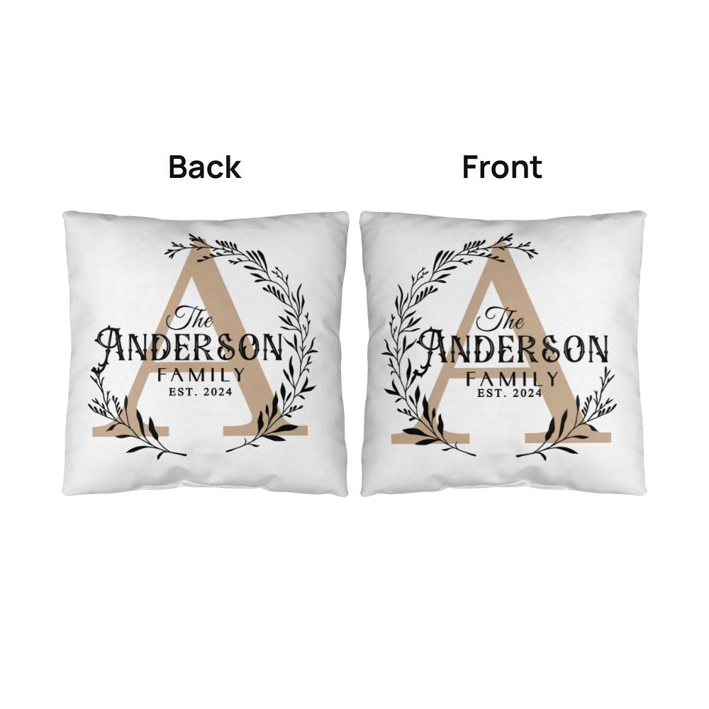 Personalized Family Name Throw Pillow Cover