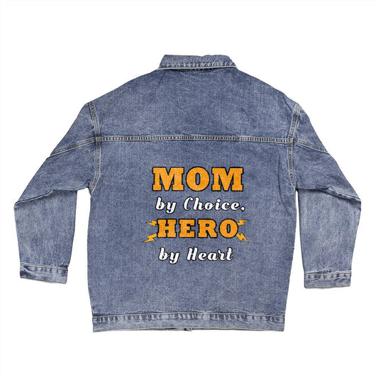 My Mom Is A Hero by Heart Denim Jacket