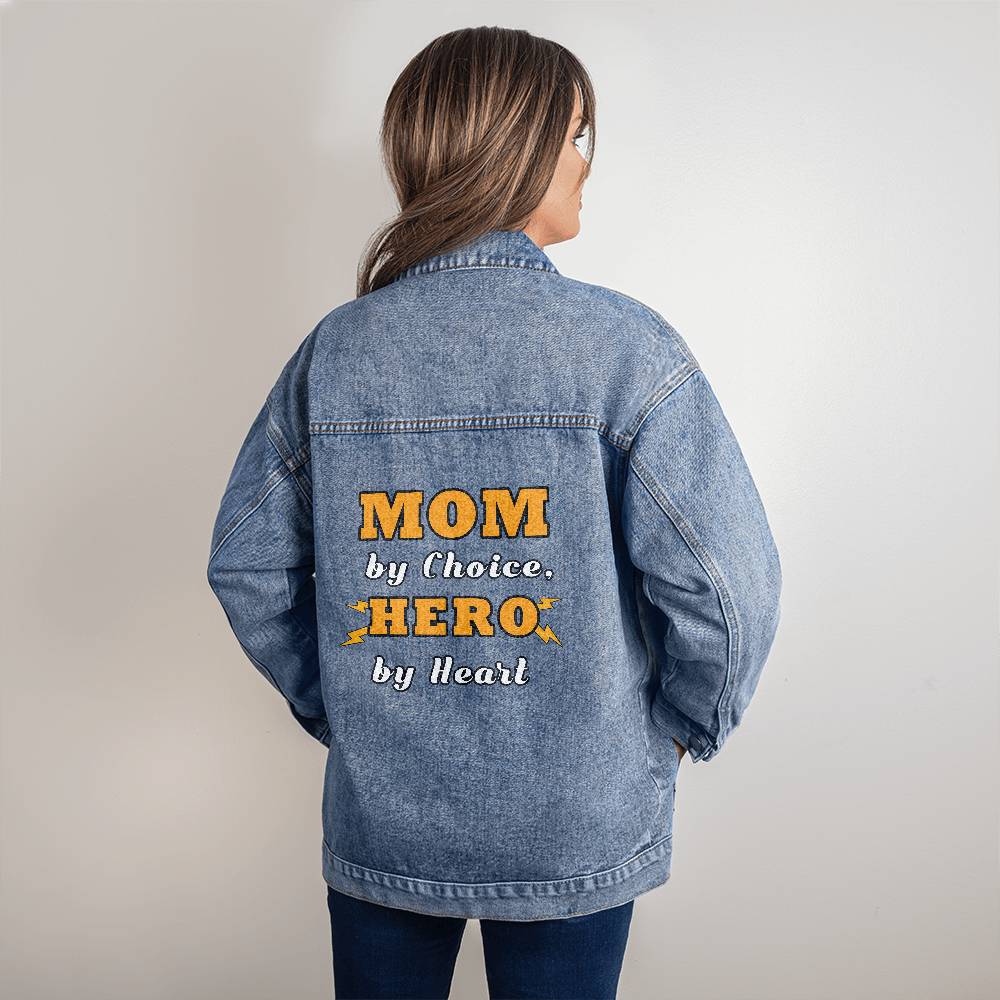 My Mom Is A Hero by Heart Denim Jacket