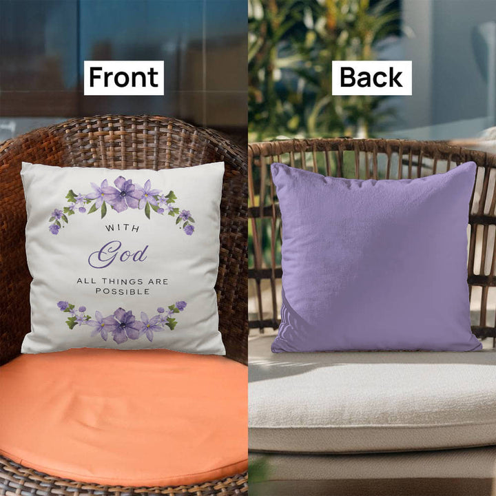 With God All Things Are Possible - Floral Pillow