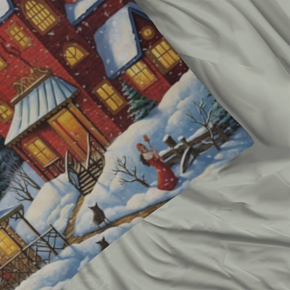 Winter Scene Pillow Cover - Christmas Decor Gift