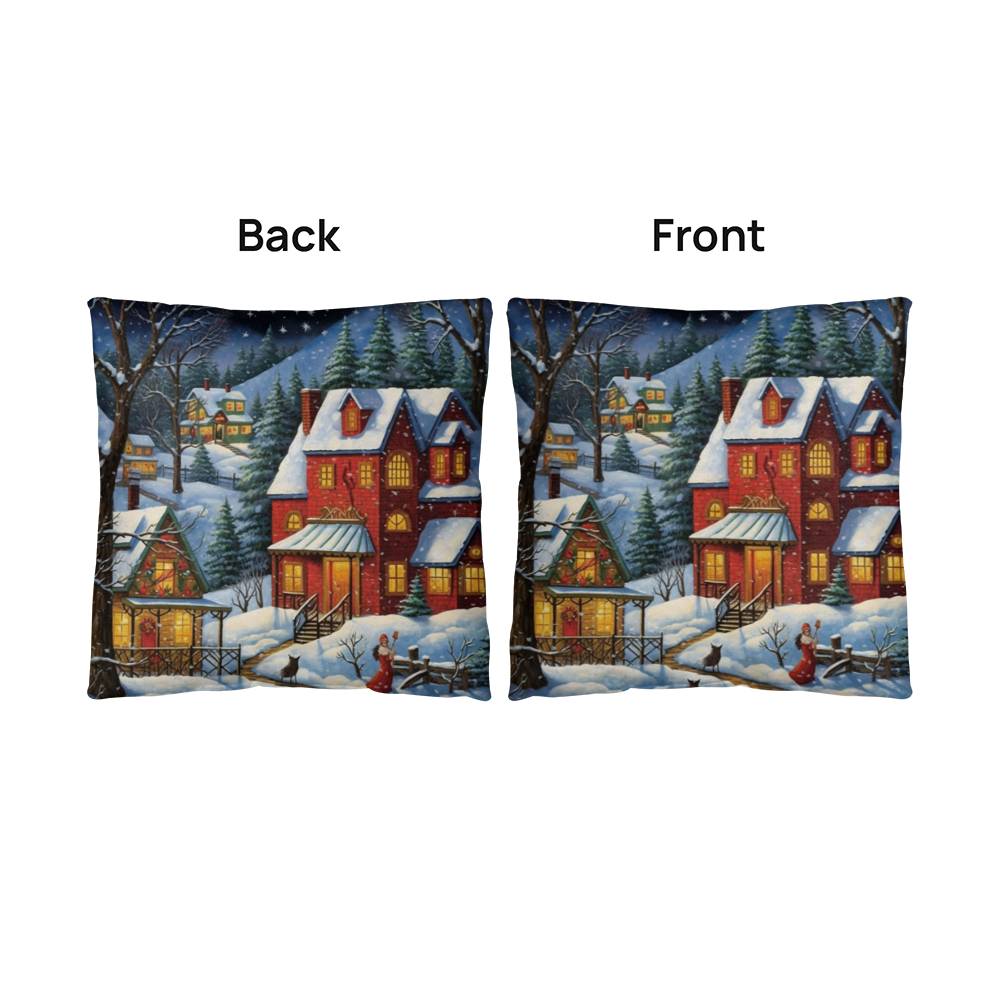 Winter Scene Pillow Cover - Christmas Decor Gift